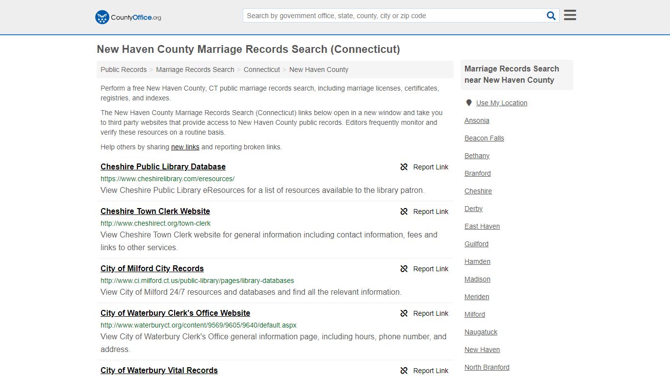 New Haven County Marriage Records Search (Connecticut)