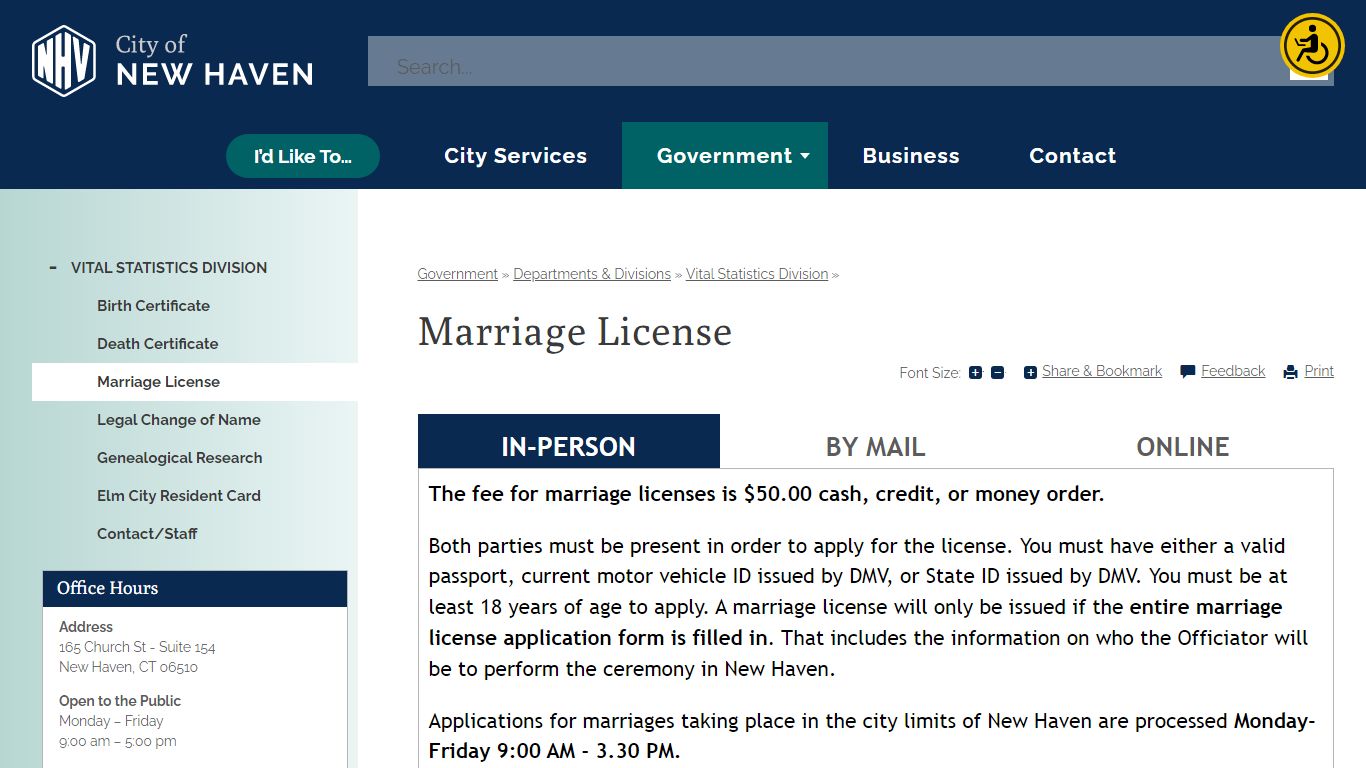 Marriage License | New Haven, CT